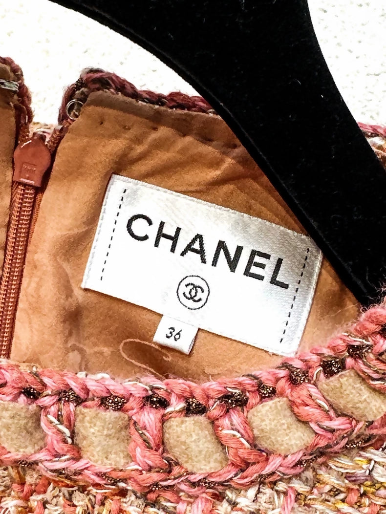 Chanel 2016 orange tweed dress