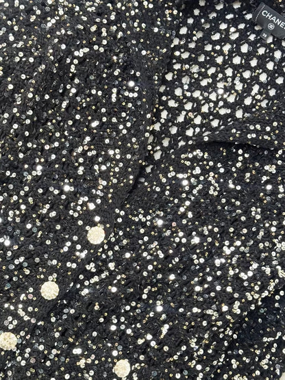 Chanel 23C Black Sequined Cardigan
