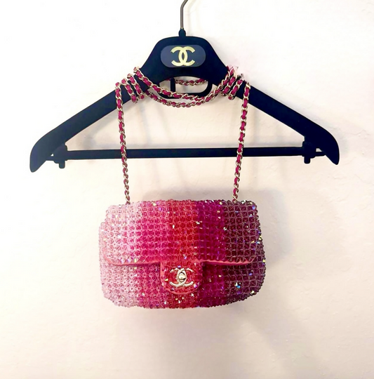 Chanel Pink Crystal Iridescent Ombre Mini Flap Bag