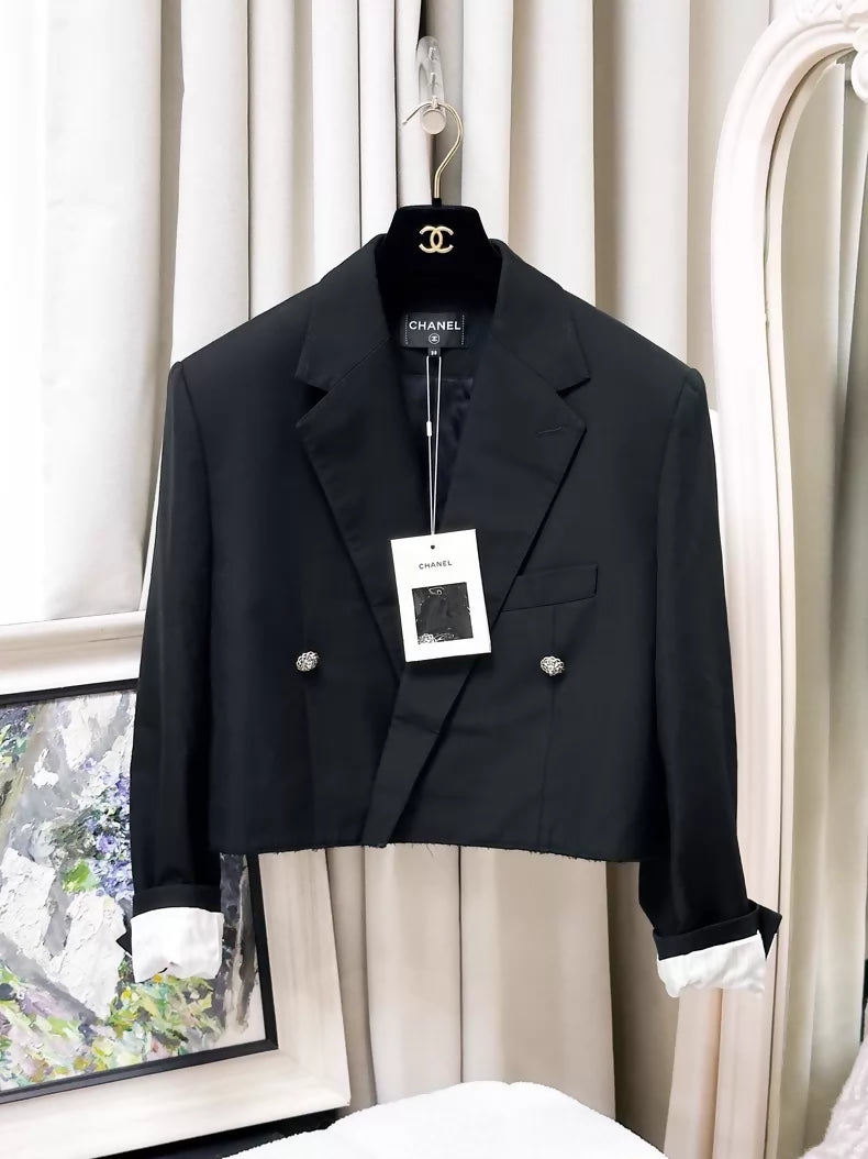 Chanel 26S black silk blazer