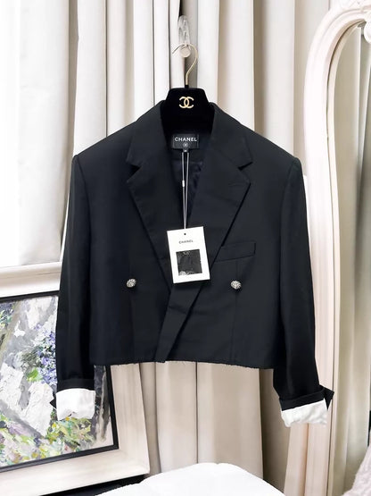 Chanel 26S black silk blazer