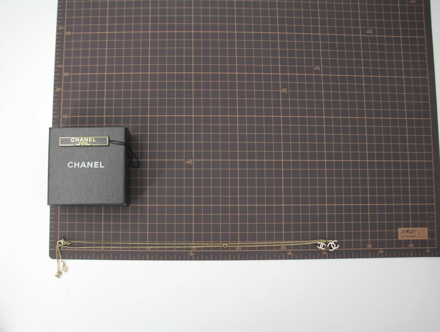 Chanel Vintage 09P Rhinestone Two CC Necklace