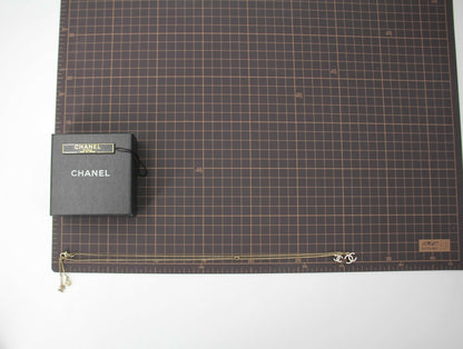 Chanel Vintage 09P Rhinestone Two CC Necklace
