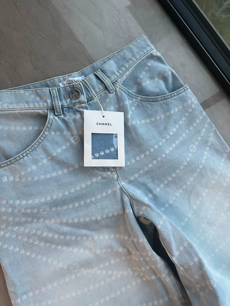 Chanel 25p pearl wide-leg pants