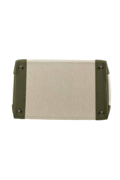 Hermes HAC 40 Canvas & Olive green togo leather palladium hardware