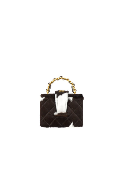 rare chanel black/Brown/white mini vanity case bag