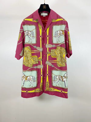 Gucci burgundy equestrian print shirt
