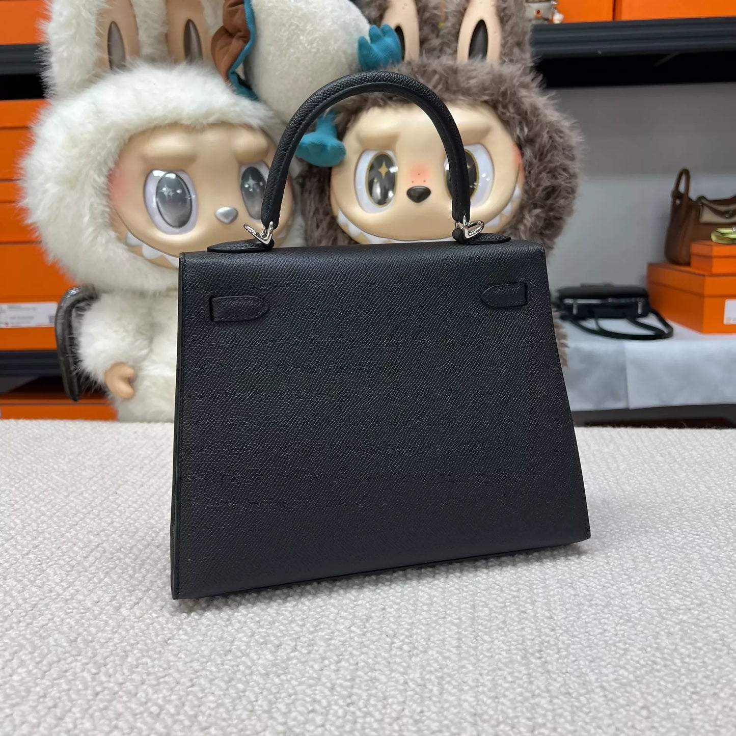 Hermès Kelly 25 black Epsom leather palladium hardware