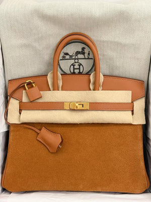 Hermes Birkin 25 Gold Swift & Chamois Grizzly Gold hardware
