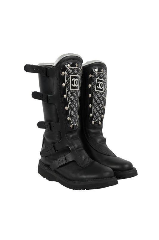 rare chanel motorcycle boots size 36