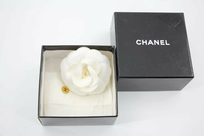 Chanel Vintage 81-85 White Silk Camellia Brooch