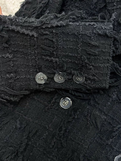 Chanel 22p black fringed jacket