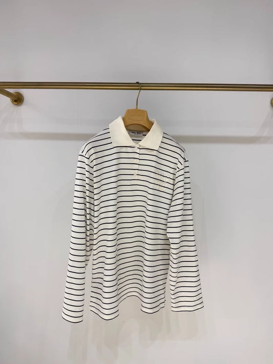 Miu miu striped polo top