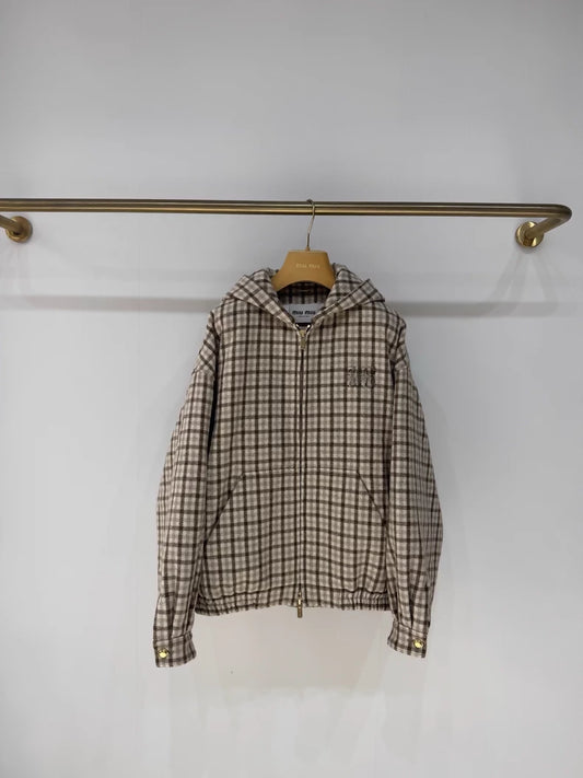 Miu miu plaid cotton coat