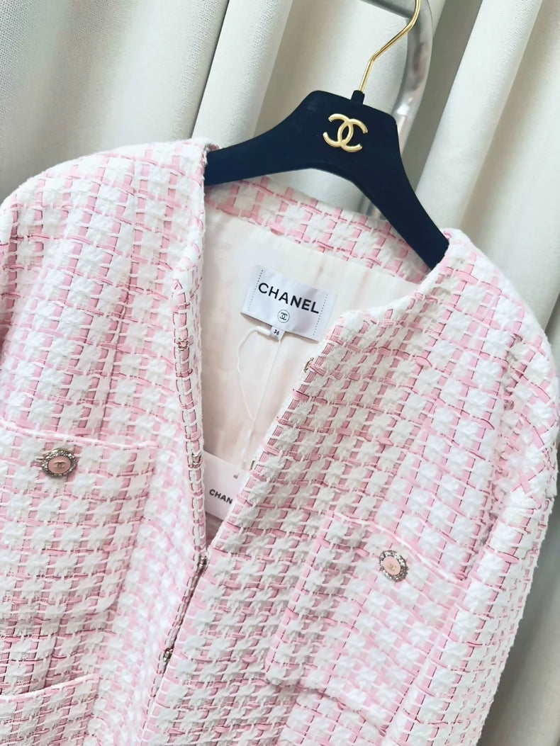 Chanel 22s pink and white jacket