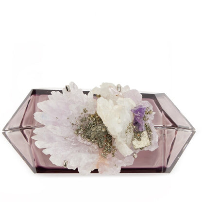 Chanel 12 Purple Crystal Minaudiere Clutch bag with silver hardware