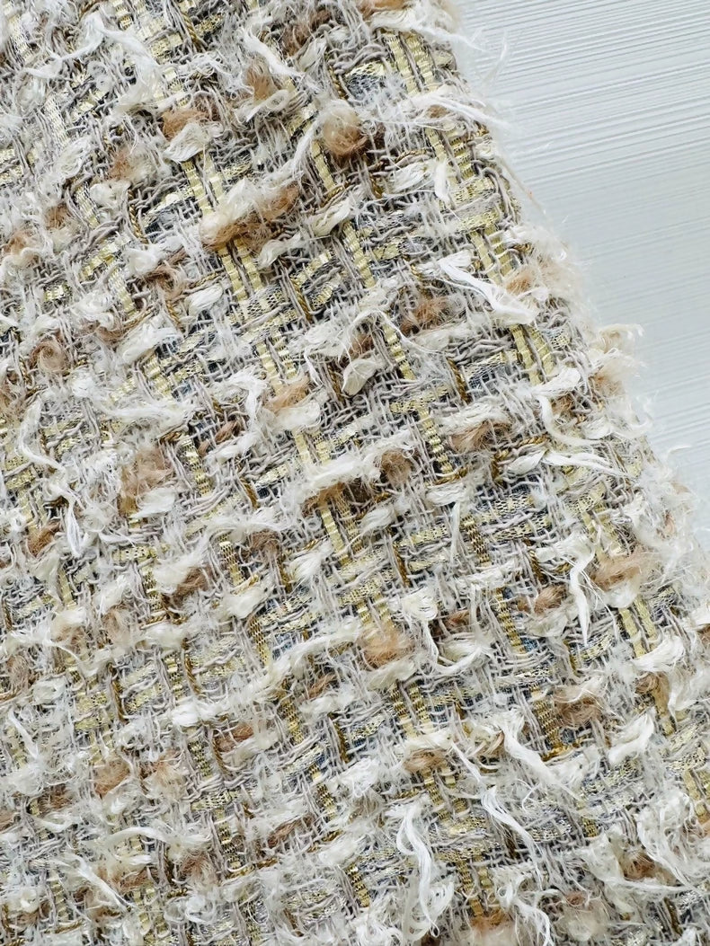 Chanel 19A Egypt Collection Beige Gold tweed Skirt