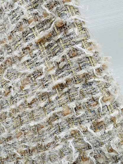 Chanel 19A Egypt Collection Beige Gold tweed Skirt
