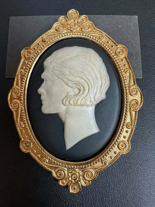 Chanel Vintage 54-71 Gold Plated Cameo Motif Brooch