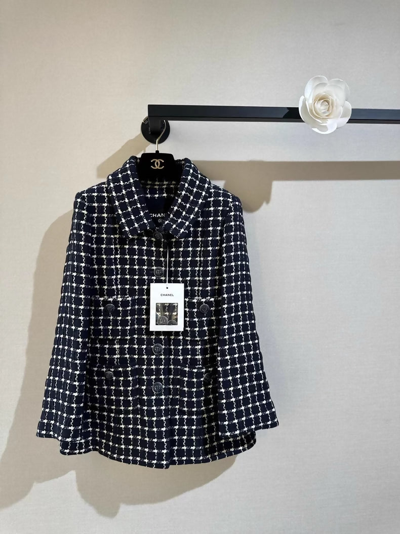 Chanel 18A black Check Coat