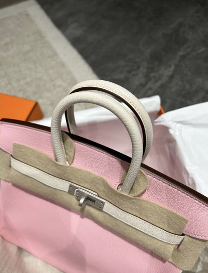 Hermès Special Order (HSS) Birkin 25 Rose Sakura and White Silver Hardware