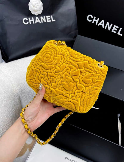 Chanel 21A Velvet Camellia Square Bag