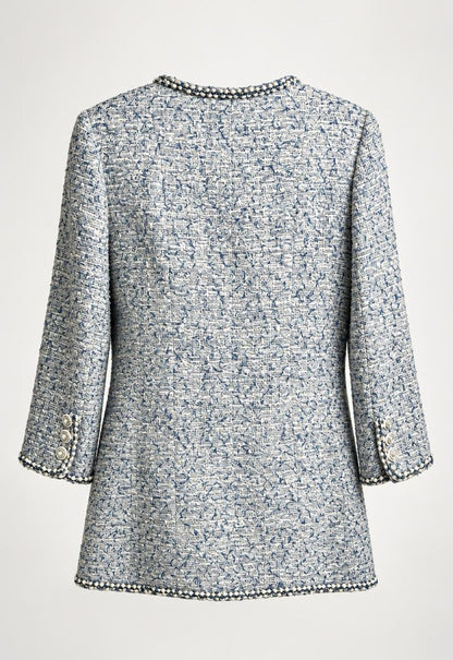 Chanel 19C La Pausa Baby Blue Tweed Jacket Coat FR 44