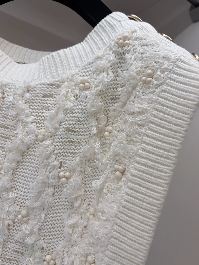 Chanel 21S White tweed top