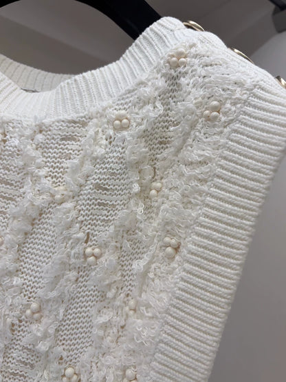 Chanel 21S White tweed top