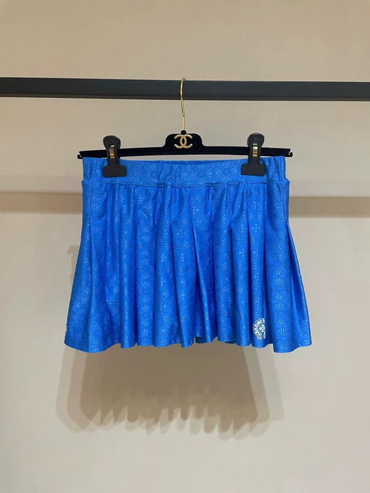 Chrome Hearts blue all-over print cross-pattern tennis pleated skirt