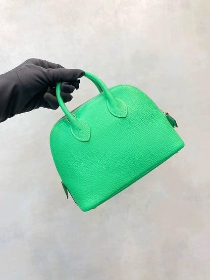 Hermes mini bolide green leather palladium hardware