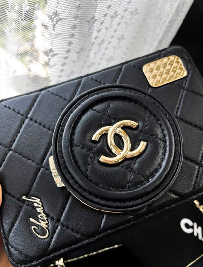 CHANEL 24SS CAMERA BAG Lambskin & Gold-Tone Metal Black