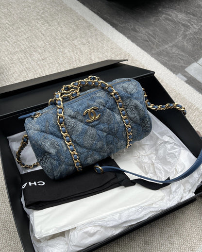 Chanel Denim Boston Bowling Bag