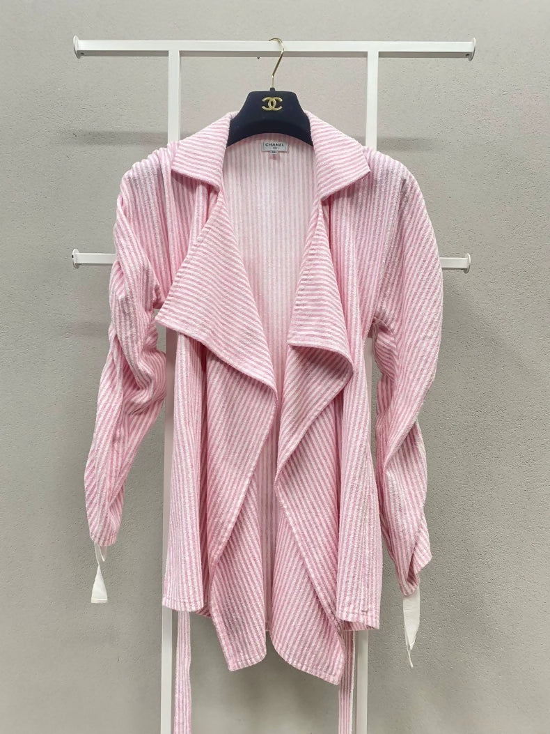 Chanel 19C striped pink and white jacket