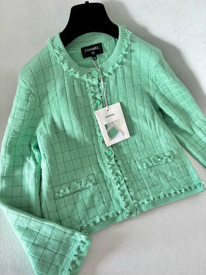 Chanel 26P Green Knit Cardigan