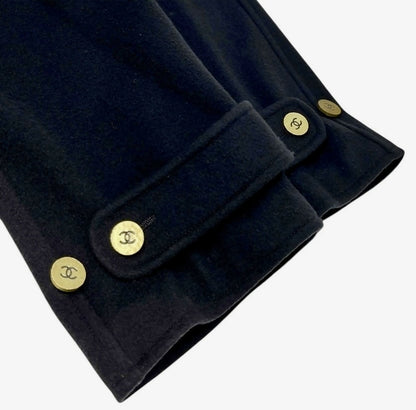 Vintage Chanel 94A Runway Black Oversized Cashmere Long Dress Coat FR 36