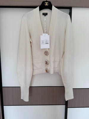 Chanel 22A white knit cardigan