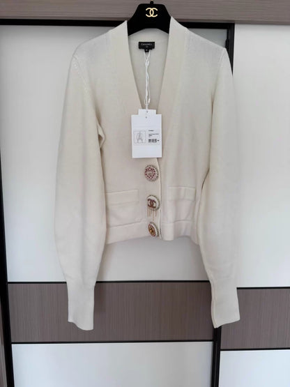 Chanel 22A white knit cardigan