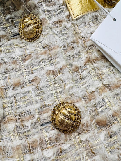 Chanel 19A gold tweed jacket and skirt set