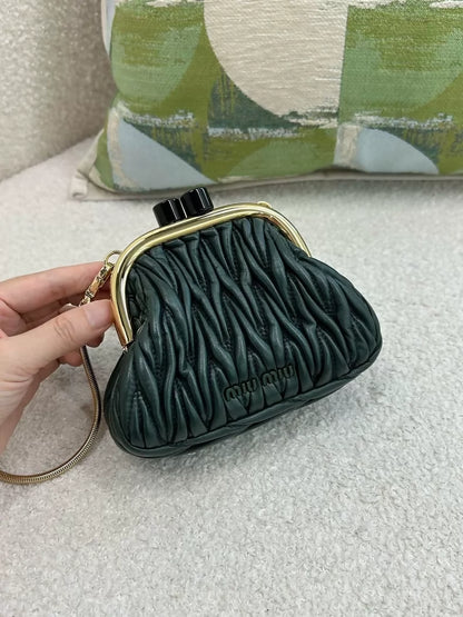 Miu Miu black pleated shell-shaped clip bag