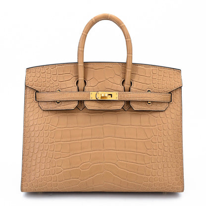 HERMÈS Birkin 25 Sellier Chai Matte Alligator Gold hardware