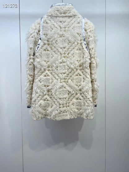 Chanel ecru & metallic silver crochet jacket