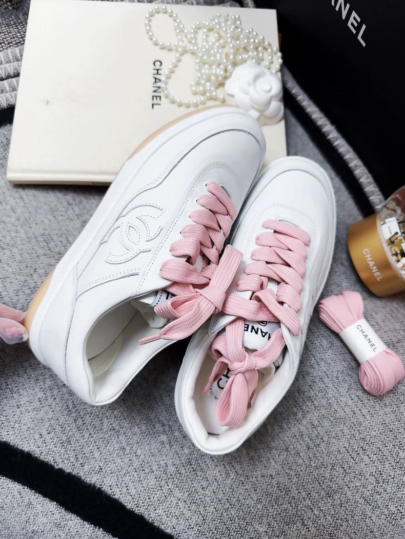 Chanel 24p popular pink and white color-blocked sneakers