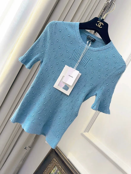Chanel 25P blue knit top
