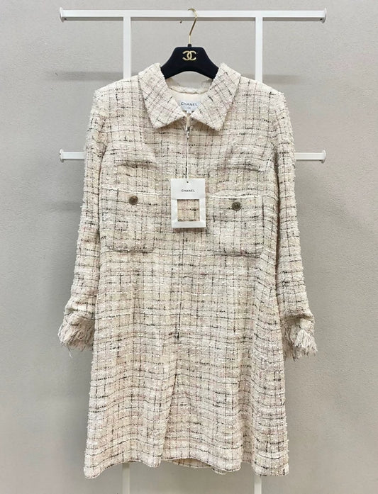Chanel 18  zip-up tweed jumpsuit