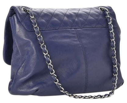 Chanel 13C Blue Lambskin Quilted Large Trianon Messenger Flap Handbag
