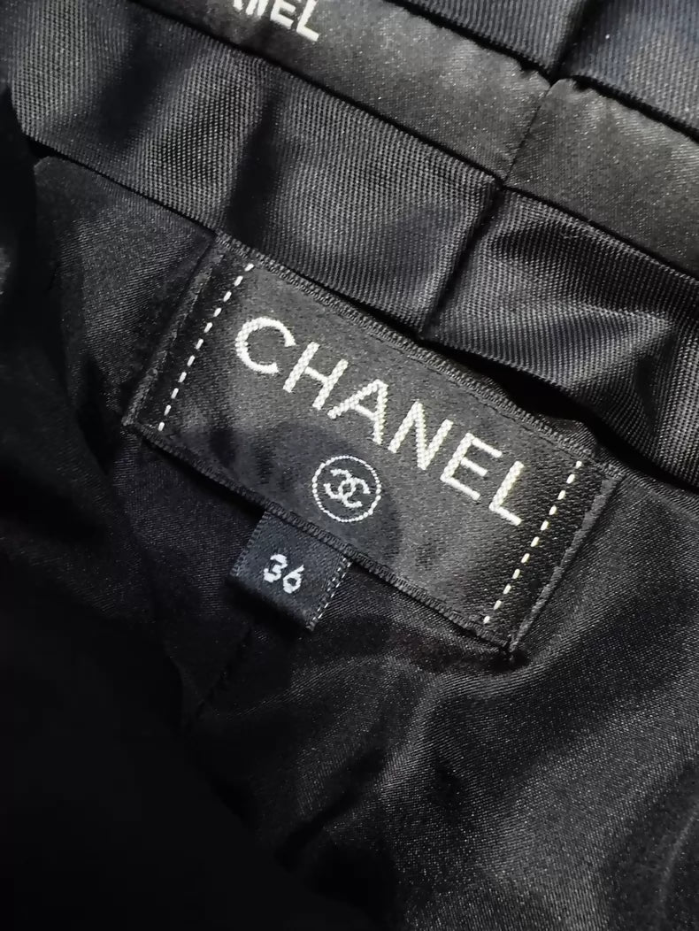 Chanel 19B black tweed wide-leg pants