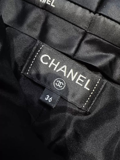 Chanel 19B black tweed wide-leg pants