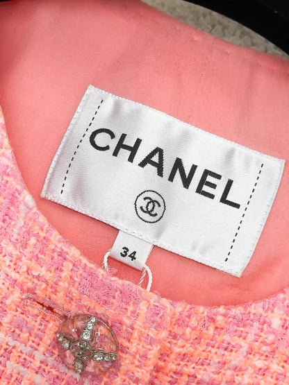 Chanel 24C pink-orange tweed jacket