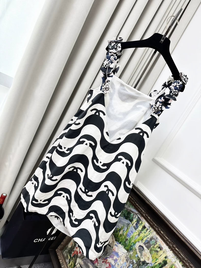 Chanel black and white dress